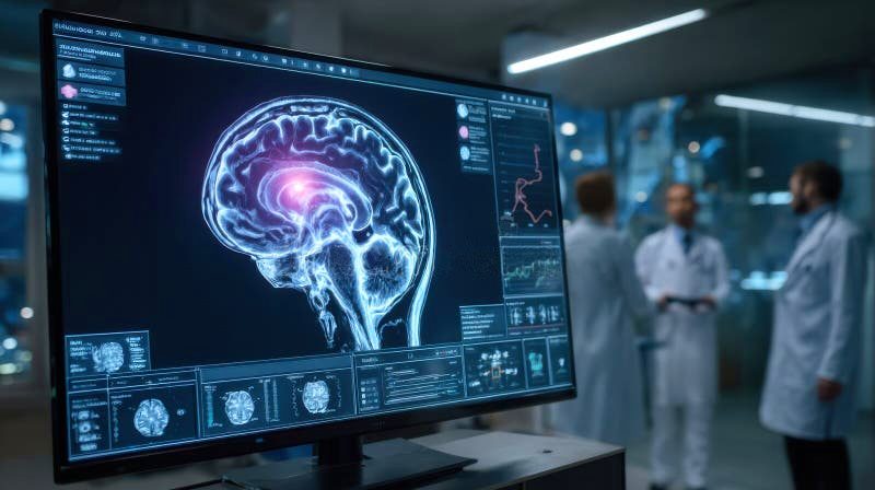 Brain scan on a monitor
